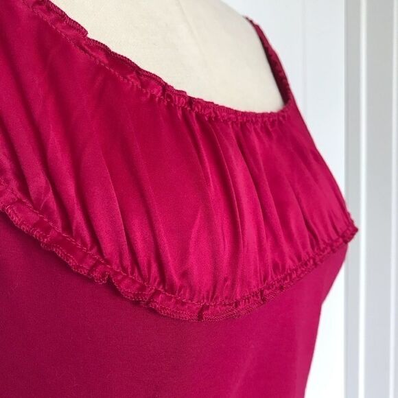 Ann Taylor Off Shoulder Ruffle Neck Tank Pink M - Picture 6 of 9